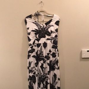 Black/White Flower Halter Pant Jumpsuit